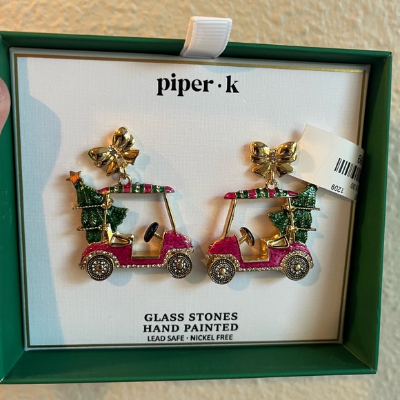 Piper K Christmas Golf Cart Earrings
